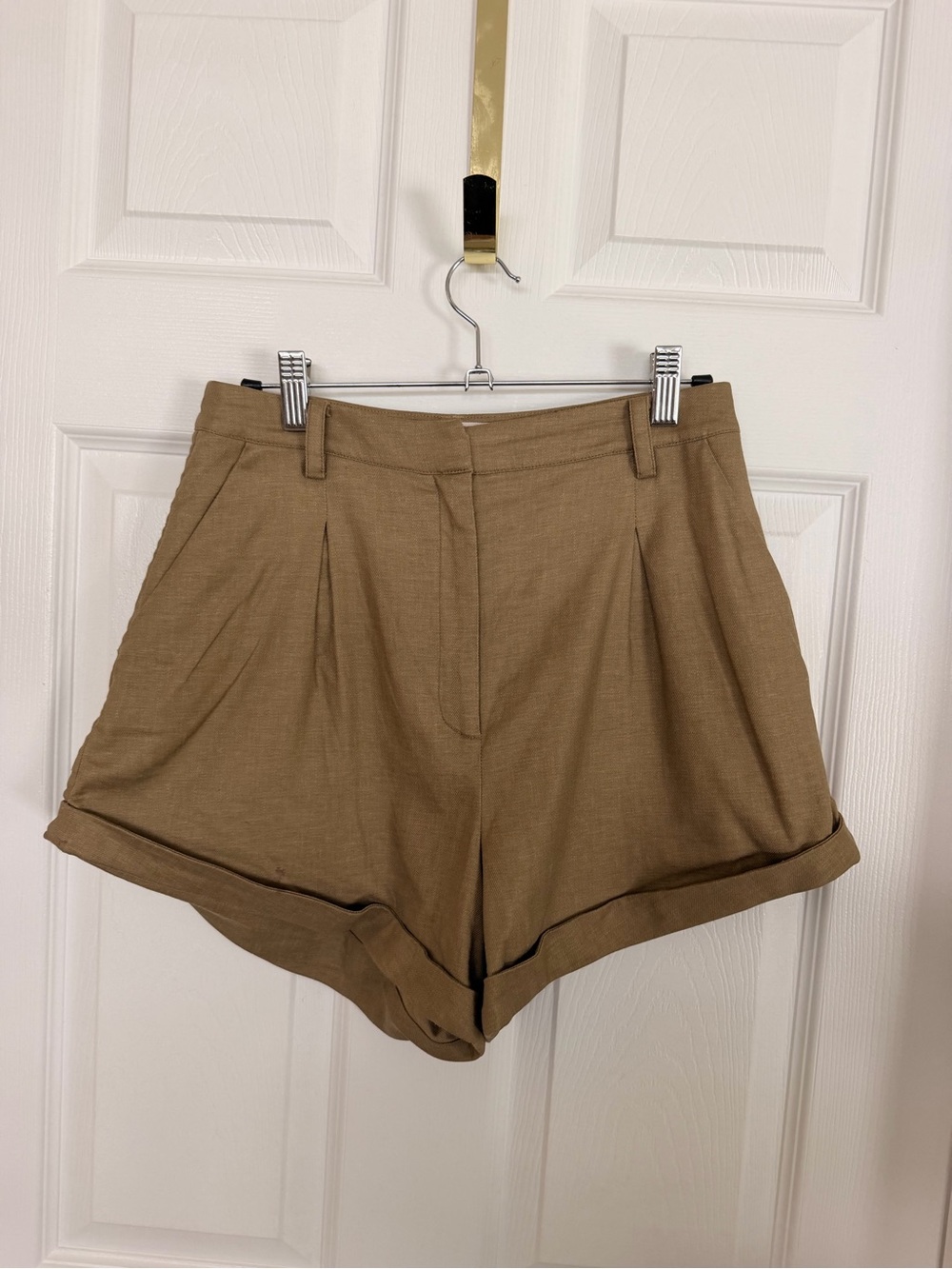 L'Academie Rolled-Hem High-Waist Shorts - Brown
